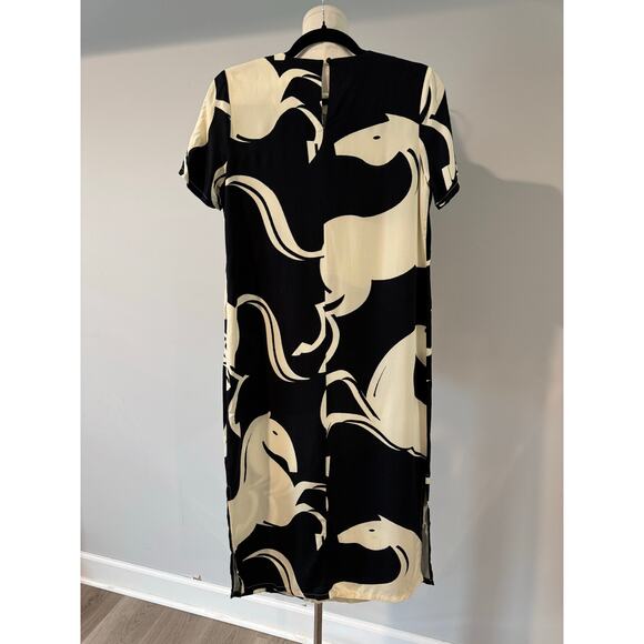 Corey Lynn Calter “Caballos” Horse Print Midi Dress Black & Cream – Size XS - Picture 9 of 10